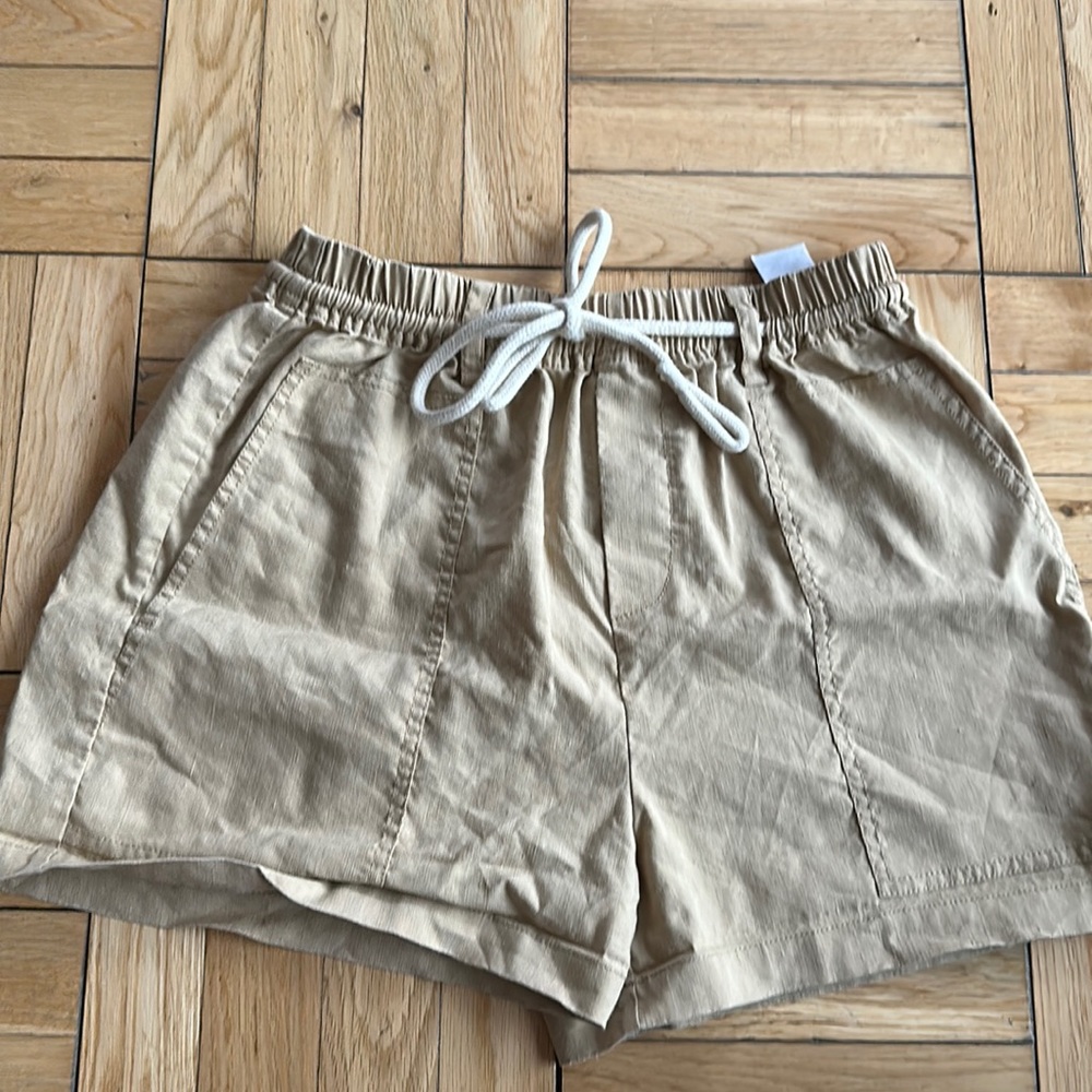 Vince Linen Paperbag Shorts Beige Rope Tie S
